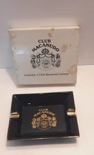 Macanudo Ceramic Cigar Ashtray - Club Macanudo - Black & Gold Cuban Bar Whiskey