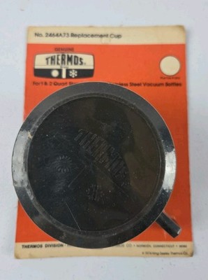 VTG NOS 1974 Black Thermos Replacement Cup 2464A73  1&2 Quart  Standard Neck 