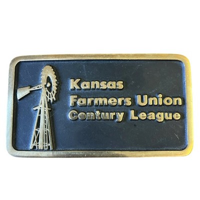 Kansas Farmers Union Century League Agriculture Windmill Anacortes Belt Buckle