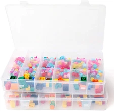 2Pack 18 Grids Unadjustable Clear Plastic Organizer Box Plastic Tray with Divide