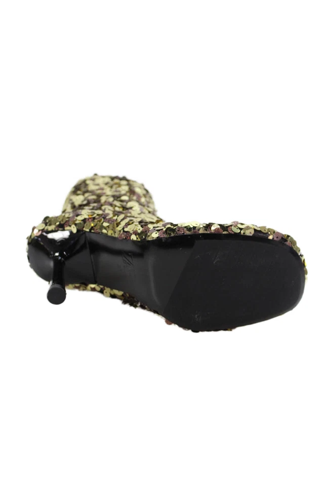 Zara Mujer Lentejuelas Cremallera Tacones Altos Botines Zapatos Dorado Negro Talla 6 Foto 4 de 4