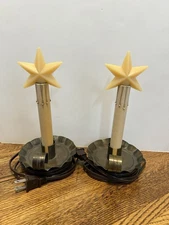 VTG Colonial Tin Works Wax Drip Christmas Candlestick Stars Accent Light India