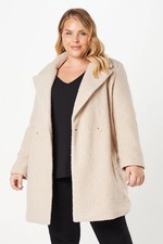 Dorothy Perkins Womens Curve Teddy Boyfriend Coat Double Breasted Beige Sz L New