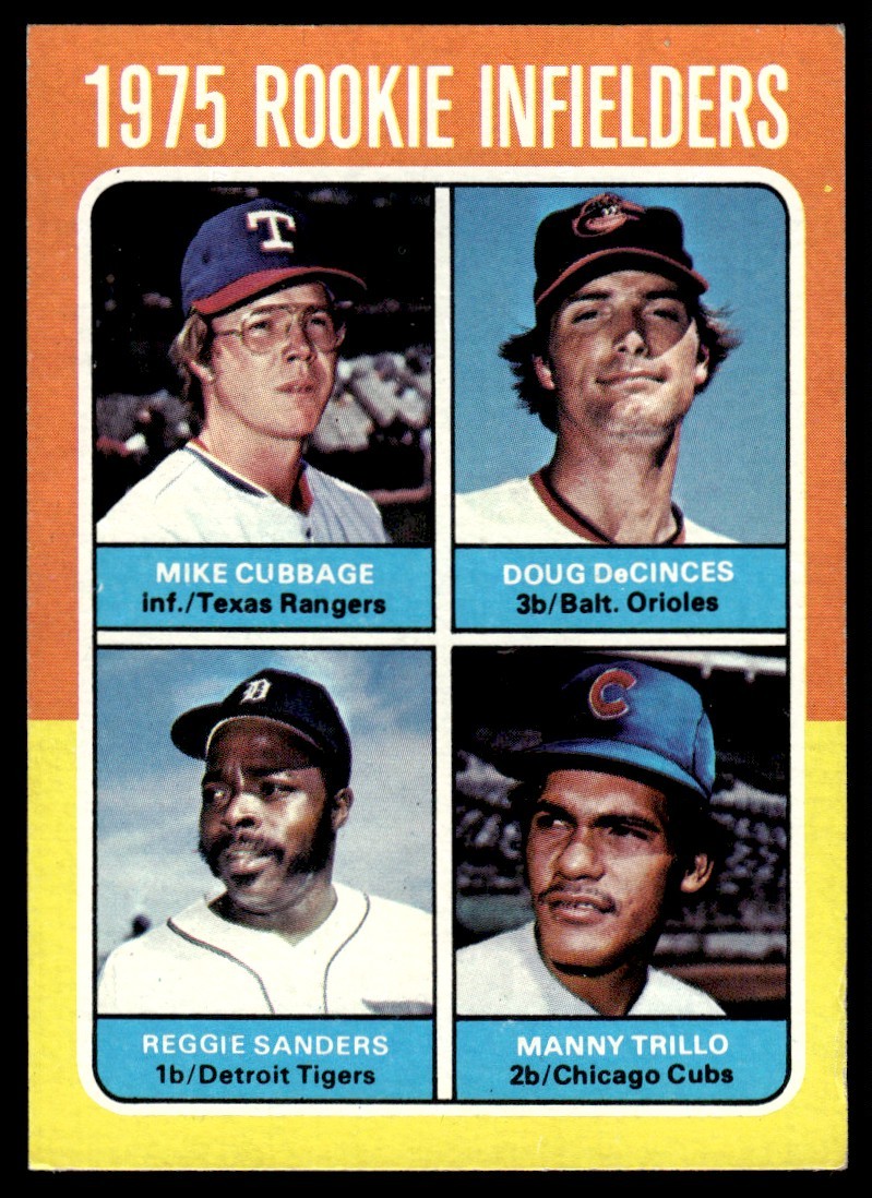 1975 Topps Rookie Infielders - Mike Cubbage/Doug DeCinces/Reggie Sanders/Manny