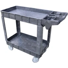 Heavy Duty plastic Service Shop Utility Tool Cart 2-Shelf 500lbs with wheels