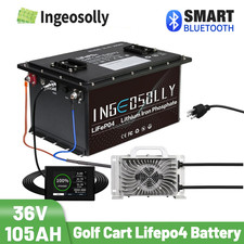 36V 105Ah Golf Cart LiFePO4 Lithium Battery 15000 Cycle 200A BMS  20A Charger
