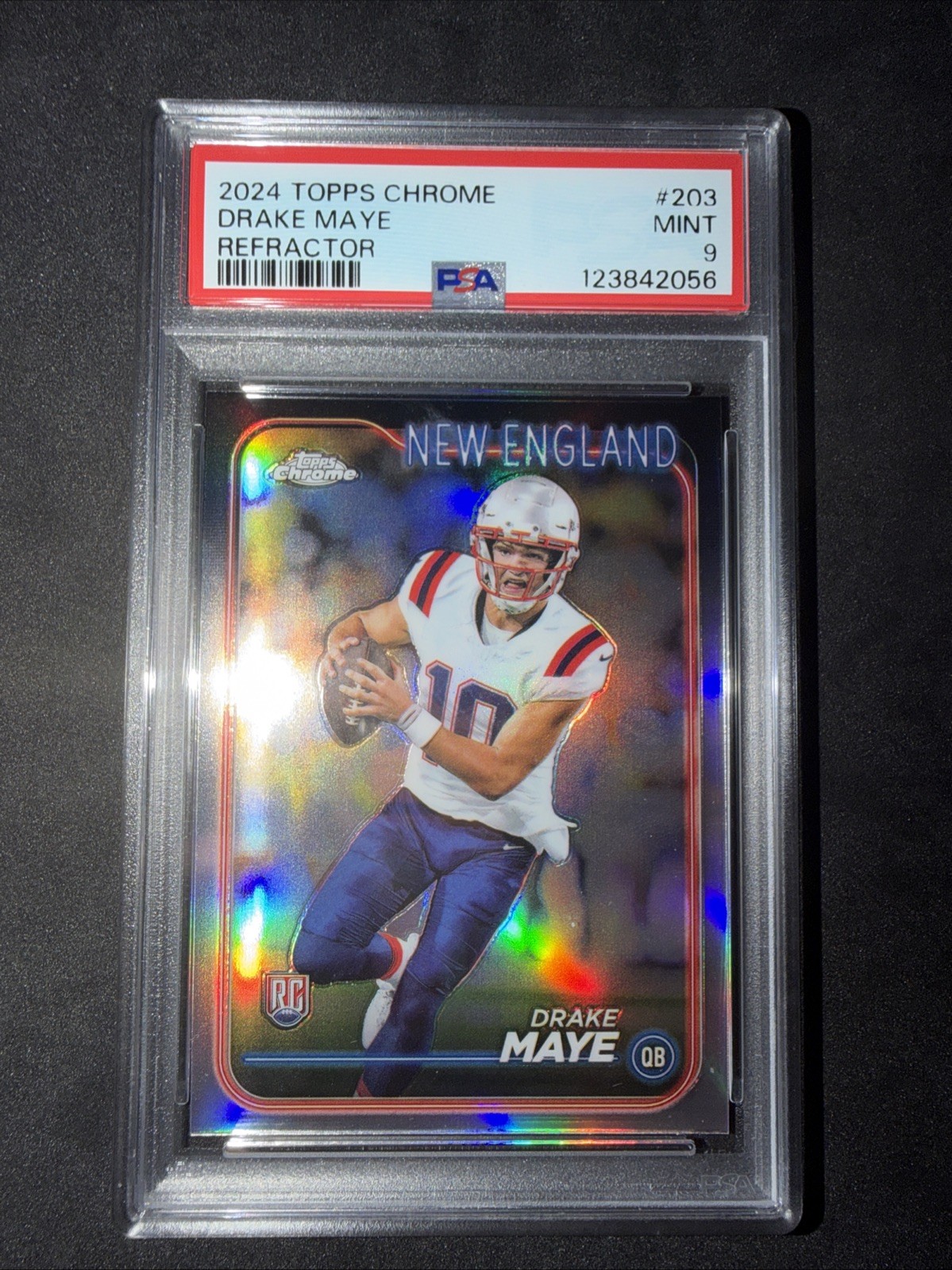 2024 Topps Chrome - Rookies Drake Maye #203 Refractor (RC) PSA 9