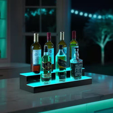 LED Lighted Liquor Bottle Display, 4.5 In. H X 7.9 In. W, 0-Bottle, Black Acryli
