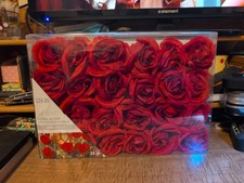 Red Roses with Stem for Home Decor, Wedding Bouquet, Centerpiece, 24pcs 3", NIP