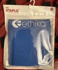 Ethika Men  s The Staple Boxer Brief Blue L 