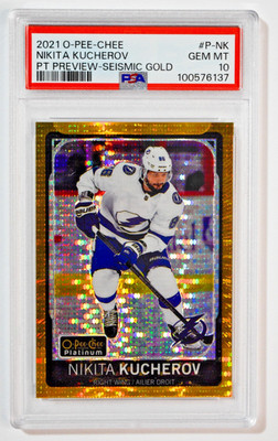 2021 O-Pee-Chee Nikita Kucherov Platinum Preview Seismic Gold /25 PSA 10