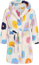 Hooded Bathrobe Soft Plush Robe, Teens, Sm Adult, Dressing Robe, Flowers