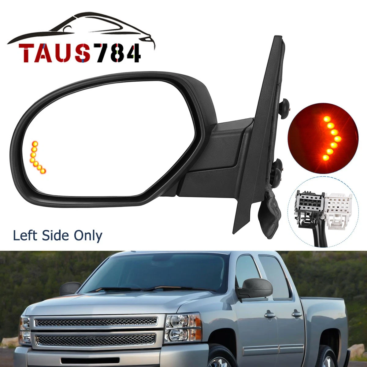 Driver Side Mirror for 2007-2013 Silverado Sierra 1500 2500/3500HD Power Heated