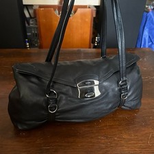 Prada Black Leather Pushlock Shoulder Bag Hob...