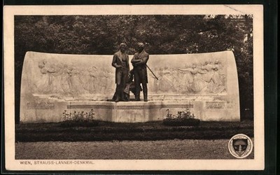 Deutscher Schulverein Nr. 202: Wien, Strauss-Lanner-Denkmal, Ansichtskarte 1910 