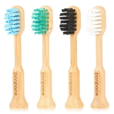 Bamboo Toothbrush Heads Compatible with Gleem, Soft Castor-Oil Bristles, Biod...