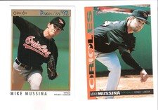LOT MIKE MUSSINA O-PEE-CHEE 1992 PREMIER #87 1994 # 82 Baltimore Orioles HOF