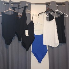 ZARA Dancer Bundle 3 Bodysuits 2 Black 1 Royal Blue 2 Tank tops black 1 white M