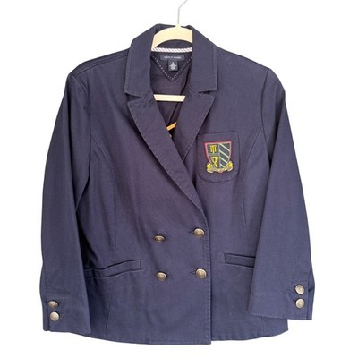 Tommy Hilfiger Kids Navy Blue Blazer Jacket Crest Logo Double Breasted Size 10