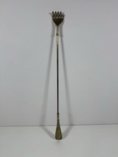 Vintage 22" Solid Brass Back Scratcher and Shoe Horn Combo Made In Taiwan ROC