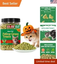 Healthy Salmon & Cat Grass Treats for Cats - Hairball Control & Dental Care