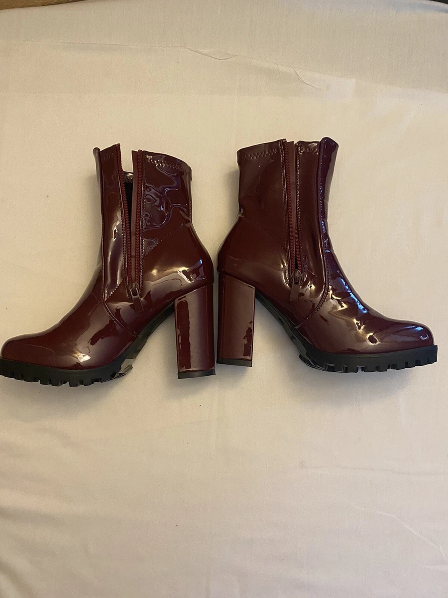 Burgundy shiny deals boots