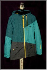 O’Neill Freedom Series 10k Teal Blue Grey w/ Yellow Snow Jacket Sz s Long