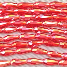 Red AB Light Red 10x4mm Small Teardrop Chinese Crystal Glass Q54 Beads Per Pkg