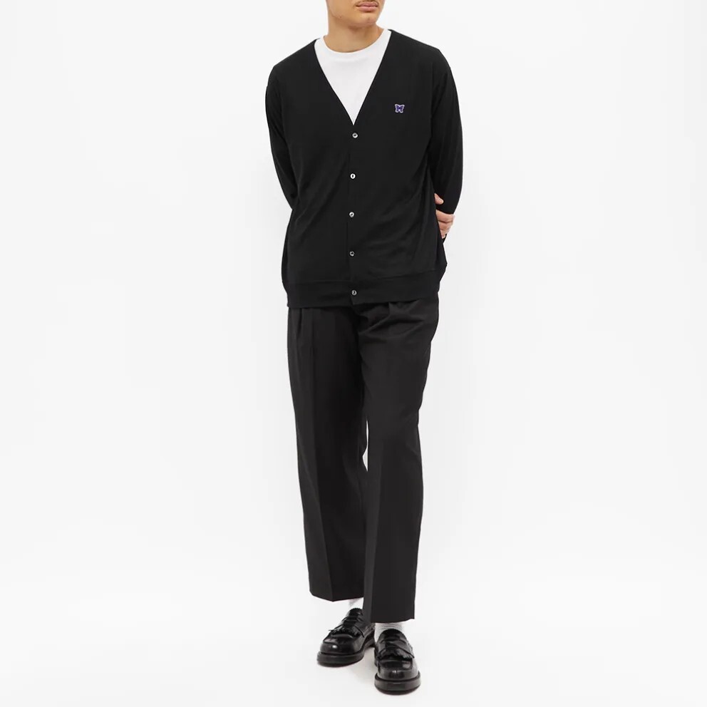 【needles】　V Neck Cardigan Black NEEDLES BLACK 100% WOOL V NECK BUTTERFLY CARDIGAN - SMALL | eBay