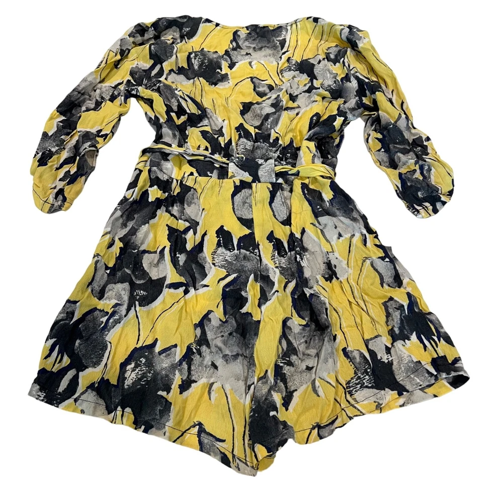 Mameluco floral Anthropologie Elevenses Somerset para mujer amarillo negro con cinturón talla XS Foto 4 de 4