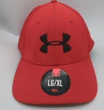 Under Armour UA Classic Fit curved bill Baseball Cap Hat Red Logo Sz L-XL