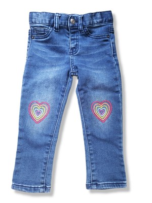 2T Girls Heart Knee Jeans Medium Wash 