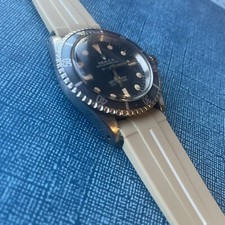 20mm TAN Vulcanized Rubber Strap Rolex watch submariner gmt explorer WHITE line
