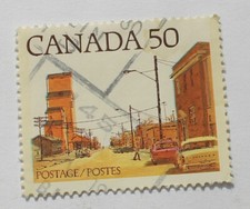 Canada 50 cent stamp 1978  used  #723 Prairie Street Scene  Street Definitives