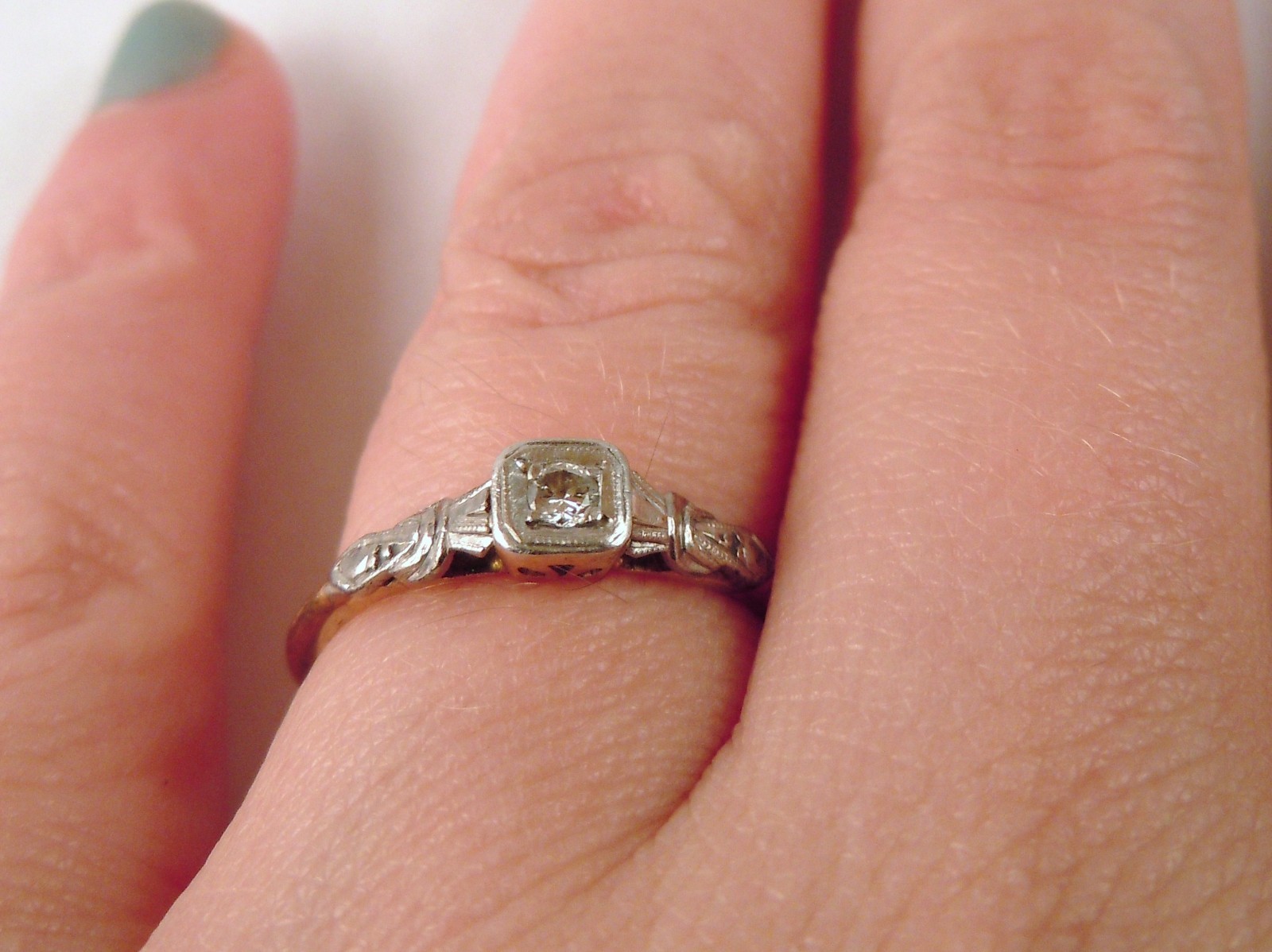 100 Genuine Vintage 18k Yellow & White gold Engageme… Gem