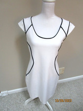 Express Lined Dress White with Black Accents Cap Sleeves Size Medium