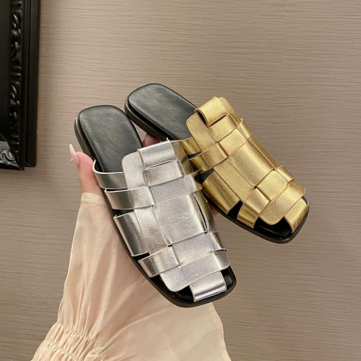 PANTOFOLA D’ORO Sandali donna estivi punta chiusa intrecciata ciabatte morbide scarpe muler festa pompa