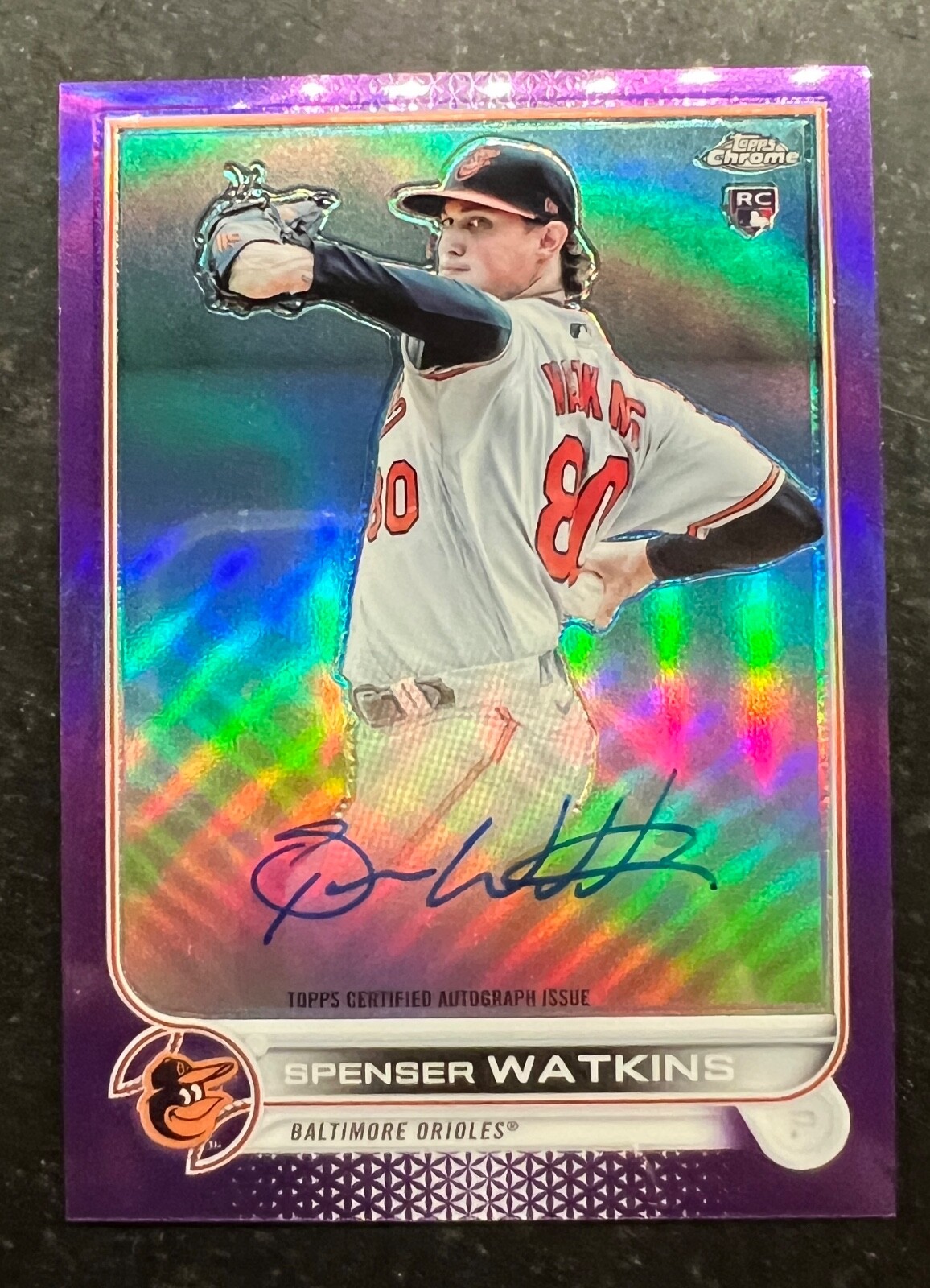 2022 Topps Chrome Rookie Autograph Purple Refractor Spenser Watkins 39/250
