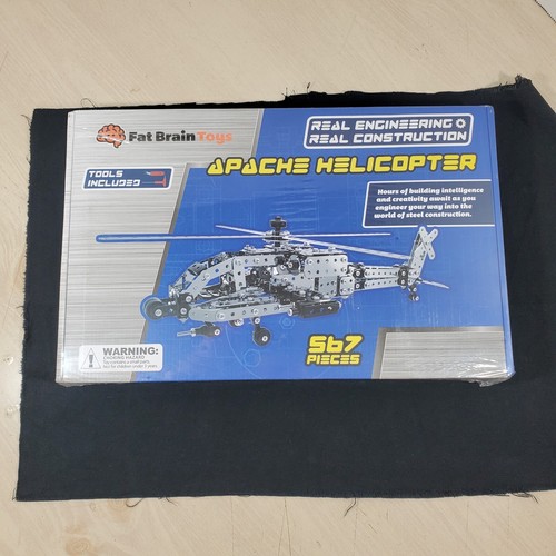 Fat Brain Toys Apache Helicopter 567 PC Stainless Construction Model Build Kit