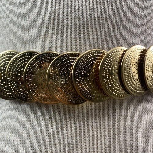 Gold One Size Vintage Metal Coil Embossed Stretch Women's Belt Med-Large USA - Picture 2 of 7