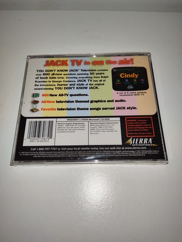 ✅ YOU DONT KNOW JACK TELEVISION PC Video Game 1999 Sierra Windows 3.1 95/98 nos - Picture 3 of 3