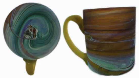 Nuevo vidrio artístico soplado grande mezclado colores taza Tierra Santa hecho a mano regalo fenicio Foto 3 de 4