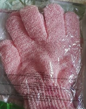 Pink Exfoliating Gloves Cleansing Scrub Spa Bath  Shower 1pr Smooth Healthy Skin