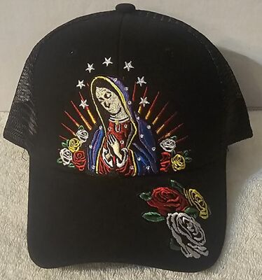 GUADALUPE VIRGIN MARY FLOWER ROSE RELIGION SNAPBACK MESH BACK