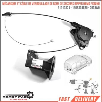 SPORT CAR AUTO PARTS Mécanisme et câble de blocage de roue de secours Fiorino 51910321 - 1608304580