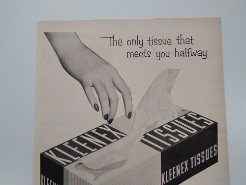 Kleenex Tissues Print Ad Originale Rara Vintage Anni 50 Scatola Bella Ragazza Lester Pianoforte - Foto 8 di 11