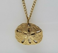 Gold Tone Sand Dollar Pendant Necklace 18"