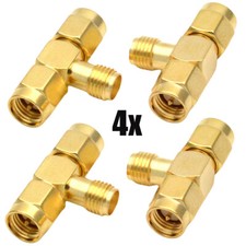 4PCS Antenna Adapter SMA Female to Dual SMA Male Connector T Type 3 Way Splitter
