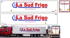 Nuova Grafica adesiva "La Sud Frigo" frigo semirimorchi Herpa 1/87. 2 portelloni