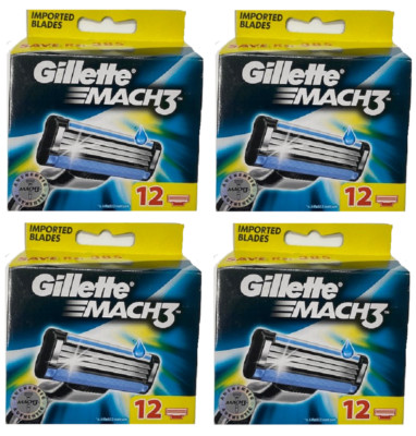 Gillette Mach3 Razor Blade Refills, 48 Cartridges NEW (4x 12 Count)